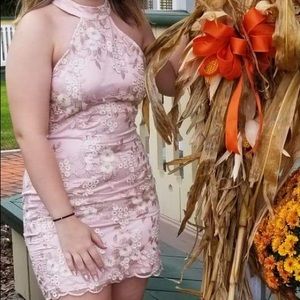 Pink floral home homecoming dress